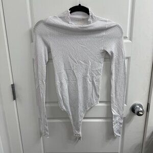 Intimately Free people XS/S White Turtleneck Scalloped Thong Bodysuit